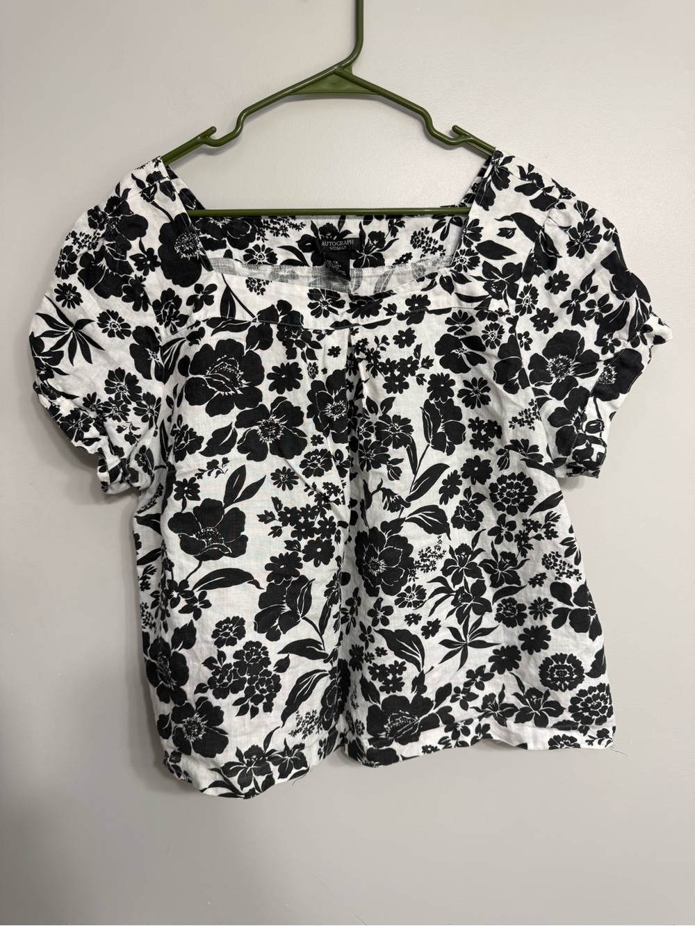 Autograph Floral Short Sleeve Linen Top